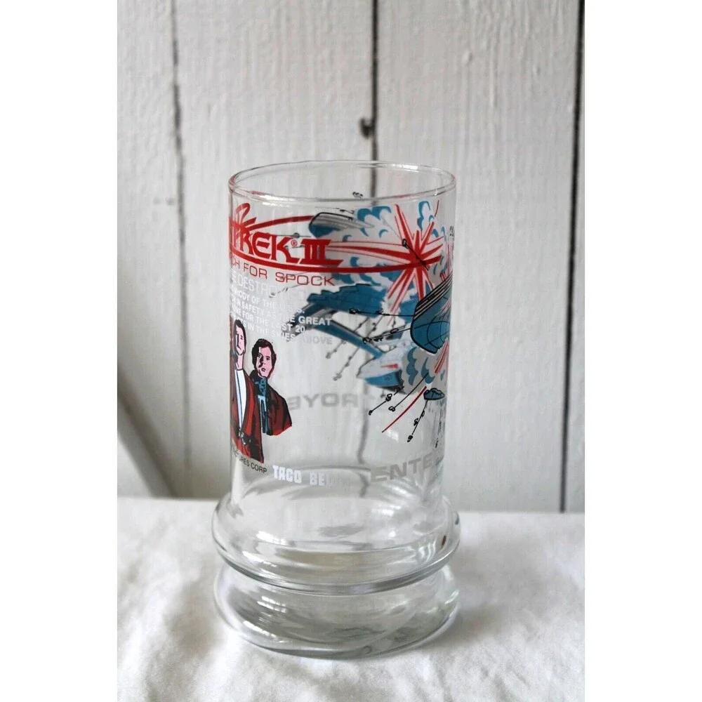 1984 Star Trek III Search For Spock Enterprise Destroyed Taco Bell Glass-Mint